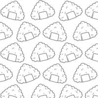 Seamless pattern with onigiri in doodle style. Sushi in line style. Cute doodle onigiri . Vector illustration.