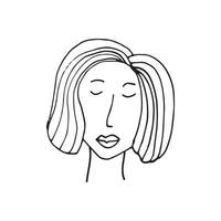 Doodle beautiful woman face. International Women's Day. Vector illustration for card, poster, modern design. Feminism concept.