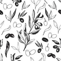 Olives seamless pattern in vector