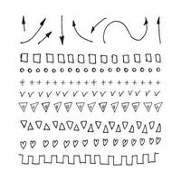 Set of hand drawn lines, dividers, abstract scribble, shape and strokes. Vector doodle design elements isolated on white background.