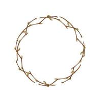 Watercolor hand drawn circle wreath with spring flowers, daffodils, crocus, snowdrops, branches Isolated on white background Design for invitations, wedding, greeting cards, wallpaper, print, textile. vector
