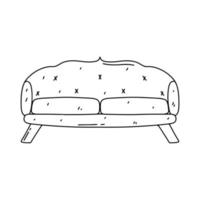 Sofa in hand drawn doodle style. Isolated on white background. Vector illustration in a sketch style.