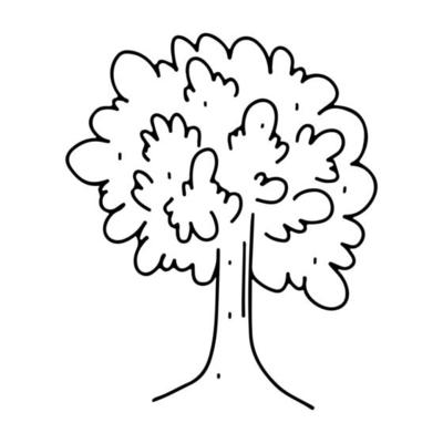 Tree in hand drawn doodle style. Vector illustration on a white background.