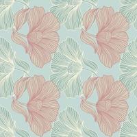 Abstract floral line seamless pattern in retro style. Delicate vintage outline flower endless background. vector