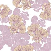 Delicate floral line seamless pattern. Vintage flower background. vector