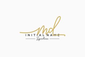 Initial MD signature logo template vector. Hand drawn Calligraphy lettering Vector illustration.