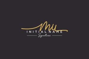 Initial MU signature logo template vector. Hand drawn Calligraphy lettering Vector illustration.