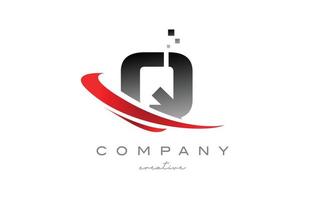 q icono del logotipo de la letra del alfabeto con swoosh rojo. diseño adecuado para un negocio o empresa vector