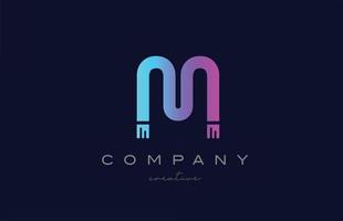 M pink and blue alphabet letter logo icon design. Creative template suitable for a company or business vector