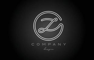 black and white line Z alphabet letter logo icon design. Handwritten connected creative template for company and business vector