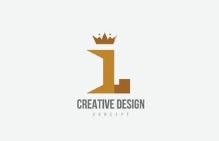 rey marrón corona un icono del logotipo de la letra del alfabeto con picos. diseño creativo para empresas y negocios vector