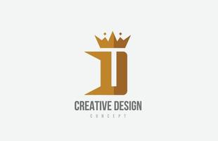 rey marrón corona un icono del logotipo de la letra del alfabeto con picos. diseño creativo para empresas y negocios vector