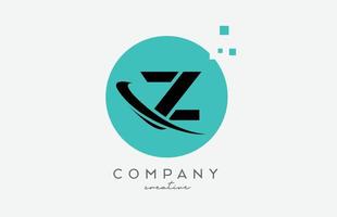 Circle Z alphabet letter logo icon with dots and  swoosh. Template design for a company or business vector