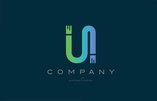Diseño de icono de logotipo de letra del alfabeto verde u. plantilla creativa para una empresa o negocio vector