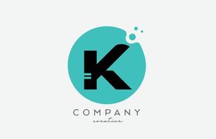 K green circle alphabet letter logo icon design. Creative template for company and business vector