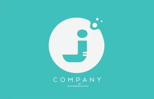 cyan J green circle alphabet letter logo icon design with dots. Creative template for business and company vector