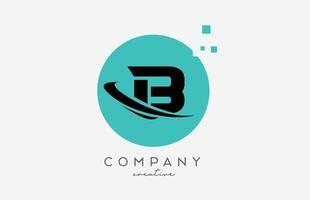 Circle B alphabet letter logo icon with dots and  swoosh. Template design for a company or business vector