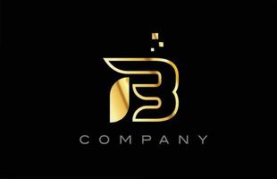 gold B alphabet letter logo icon. Creative design template for company and business vector