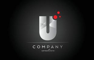 black U alphabet letter logo icon with red dot. Design suitable for a business or company vector