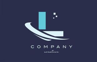 blue white L alphabet letter logo icon with swoosh . Design suitable for a company or business vector