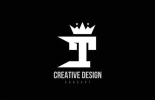 Diseño de icono de logotipo de letra del alfabeto t con corona de rey. plantilla creativa para negocios y empresas. vector