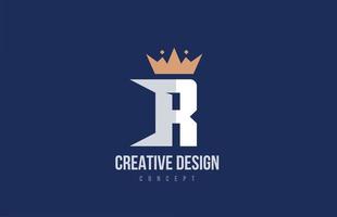 king crown R alphabet letter logo icon design. Creative template for business and company vector