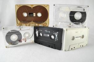 Cassette tapes on white background photo