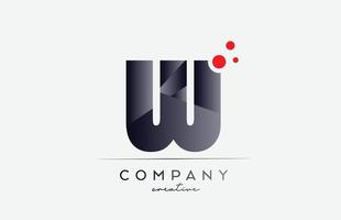 W alphabet letter logo icon with grey color and red dot. Design suitable for a business or company vector