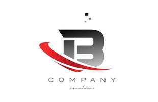 icono del logotipo de la letra del alfabeto b con swoosh rojo. diseño adecuado para un negocio o empresa vector