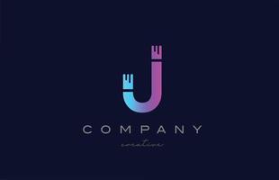 J pink and blue alphabet letter logo icon design. Creative template suitable for a company or business vector