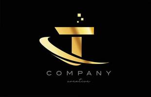 icono del logotipo de la letra del alfabeto dorado dorado swoosh t con color amarillo. diseño para una empresa o negocio vector