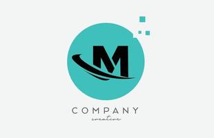 Circle M alphabet letter logo icon with dots and  swoosh. Template design for a company or business vector