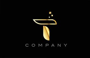 gold T alphabet letter logo icon. Creative design template for company and business vector