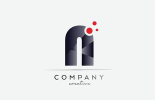 N alphabet letter logo icon with grey color and red dot. Design suitable for a business or company vector