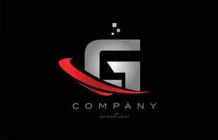 icono del logotipo de la letra del alfabeto rojo swoosh g con color gris. diseño adecuado para un negocio o empresa vector