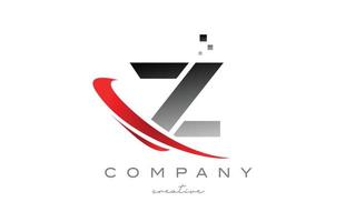 icono del logotipo de la letra del alfabeto z con swoosh rojo. diseño adecuado para un negocio o empresa vector