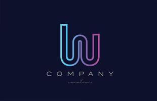 pink blue W alphabet letter logo icon. Creative template for a company or business with line design vector