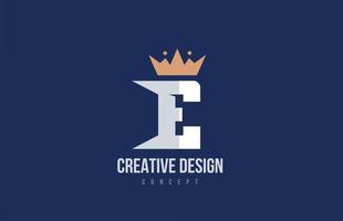 king crown E alphabet letter logo icon design. Creative template for business and company vector