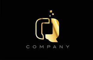 gold Q alphabet letter logo icon. Creative design template for company and business vector