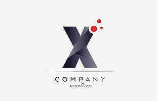 x icono del logotipo de la letra del alfabeto con color gris y punto rojo. diseño adecuado para un negocio o empresa vector