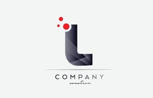 L icono del logotipo de la letra del alfabeto con color gris y punto rojo. diseño adecuado para un negocio o empresa vector