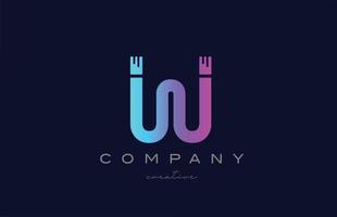 W pink and blue alphabet letter logo icon design. Creative template suitable for a company or business vector