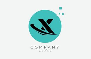 Circle X alphabet letter logo icon with dots and  swoosh. Template design for a company or business vector