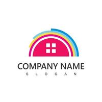 logotipo colorido de la casa para agencia inmobiliaria o empresa de pintura de casas vector