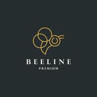 Bee Logo Design With Luxury Gold Colour. Bee Logo Template. vector