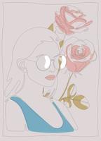 Lined portrait of young lady, abstract lined illustration, beautiful portrait vector