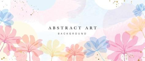 Abstract art background vector. Luxury watercolor botanical flowers with golden ink splatter texture background. Art design illustration for wallpaper, poster, banner card, print, web and packaging. vector