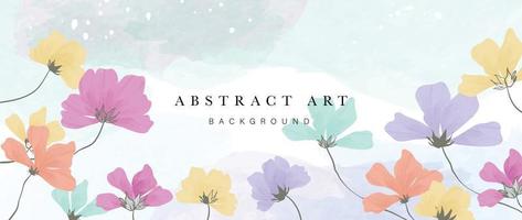 Abstract art background vector. Hand drawn watercolor botanical flowers painting minimal style background. Art design illustration for wallpaper, poster, banner card, print, web and packaging. vector