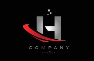 icono del logotipo de la letra del alfabeto rojo swoosh h con color gris. diseño adecuado para un negocio o empresa vector
