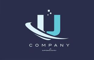 blue white U alphabet letter logo icon with swoosh . Design suitable for a company or business vector